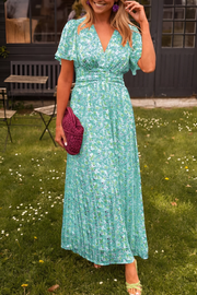 Verspieltes Damenkleid mit Blumenprint – Maxi-Länge & Kurzarm