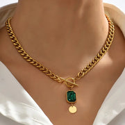 Carlotta® | Collier Pendentif Kette Smaragd Dick Gold