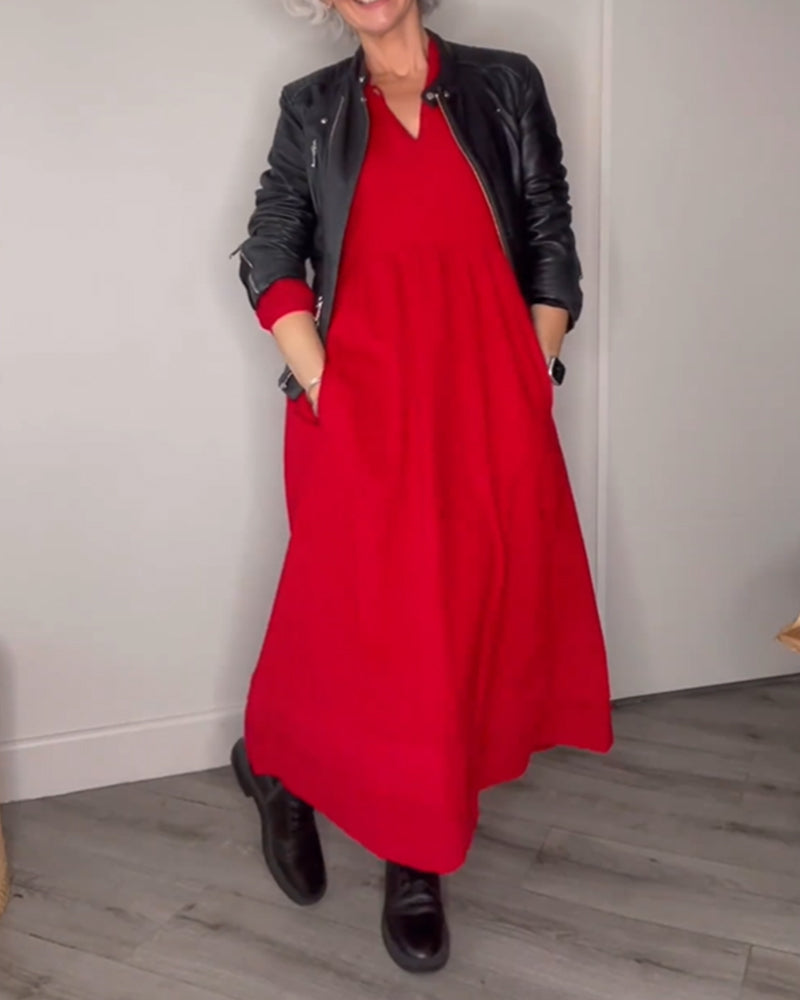 Klassisches Midi-Kleid mit V-Ausschnitt - Eleanor