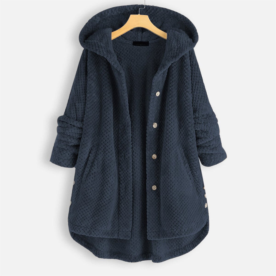 Kuschelige Damen Fleecejacke mit Kapuze – Lässige Winterjacke im Oversize-Look, Verschiedene Farben