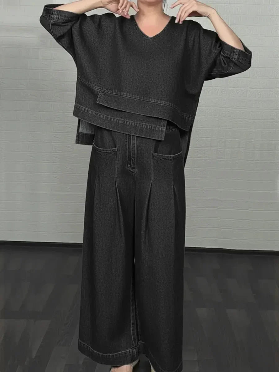 Ojinika – Lässiges Denim-Zweiteiler-Set