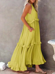 Boho Maxikleid mit Volants & Neckholder-Ausschnitt – Sommerlich & Feminin