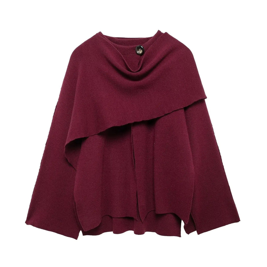 Bettina | Damen Eleganter Drapierter Cape-Mantel