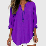 Claudia | Damen Locker Geschnittenes Langarm Casual Top
