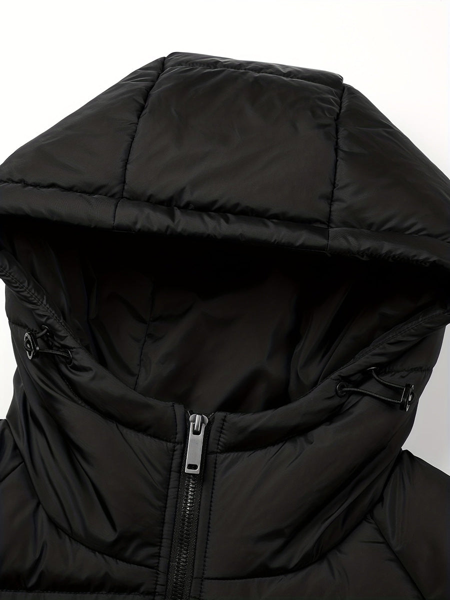 Herren Lässige Daunenjacke Mit Kapuze | Durchgehender Reißverschluss