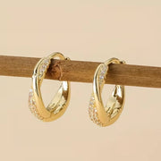 Minaal - Korean Style Interlocking Earrings with Zirconia