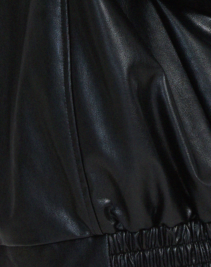 Übergroße, lockere Damen-Lederjacke