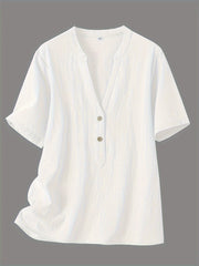 Sharron – Elegante Blusa V-Ausschnitt Mit Knopf