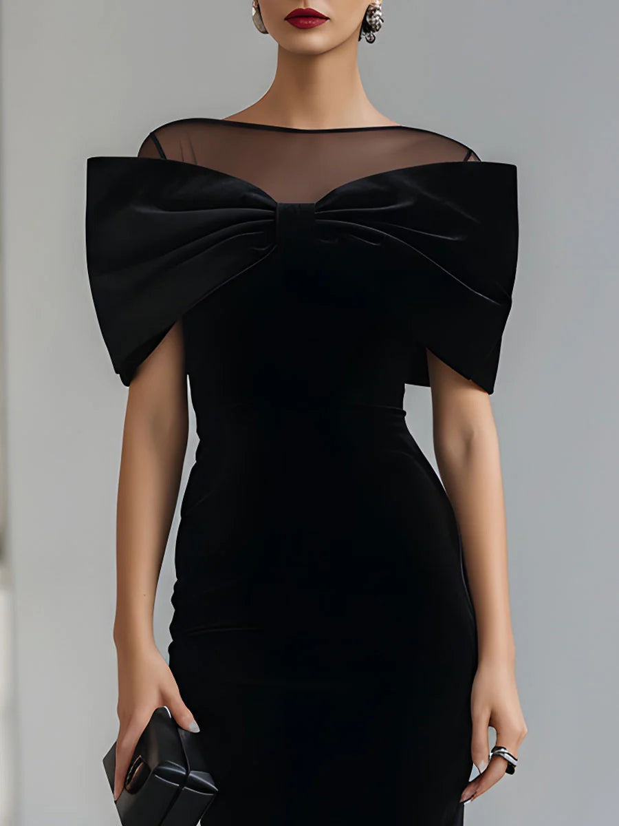 Inkeri – Dramatisches Midikleid Aus Samt Mit Schleife