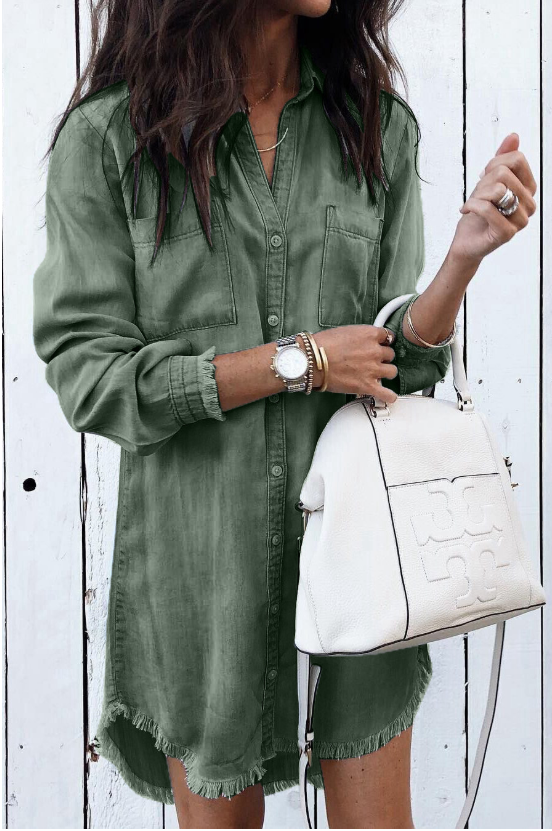 Mia | Denim-Hemdkleid Damen modern und lässig geschnitten