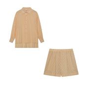 Leichter Zweiteiler aus Baumwollmix – Oversize Bluse & Shorts für Damen