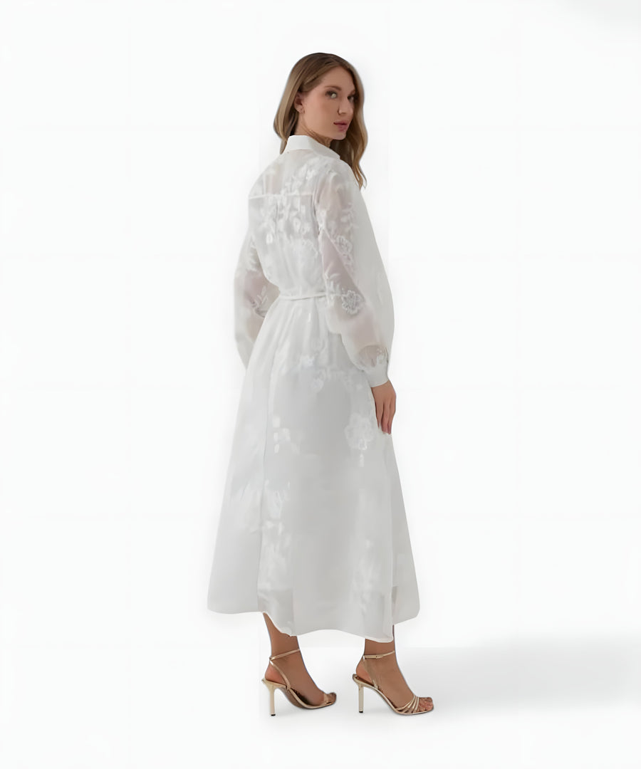 Isadora Jacquard Kleid mit modernem Charme | Weiß