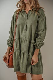 Weiches | Bohemian Herbst Geschichtete Rüsche Kleid mit Ballonärmeln für Frauen für dich