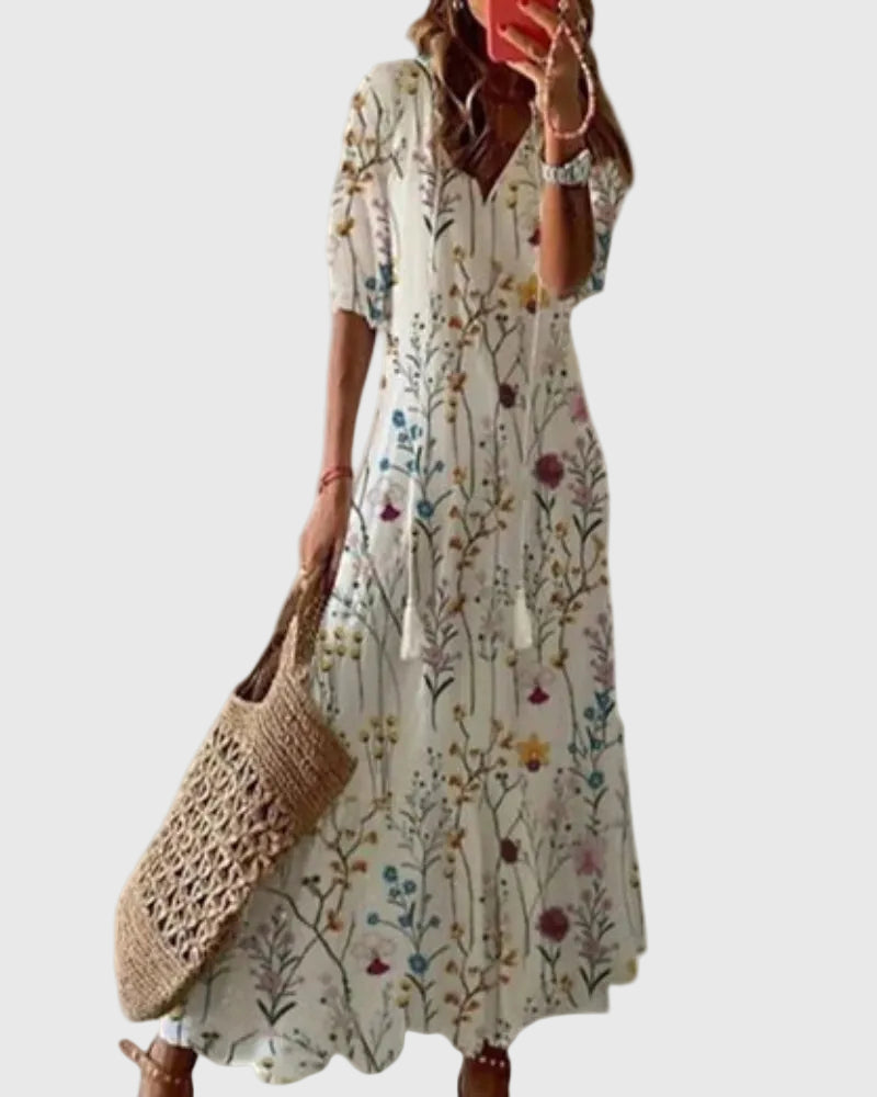 Theresa | Damen Boho Vintage Sommer Maxikleid – Boho Maxi Vintage Sommer 2026
