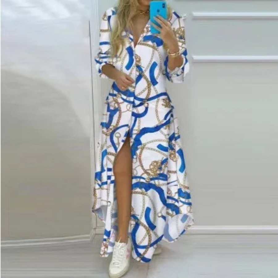 Leichtes - schmales, bequemes Hemdblusenkleid mit Papierdruck für dich