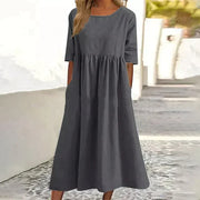 Elegantes Kleid aus Baumwolle und Leinen