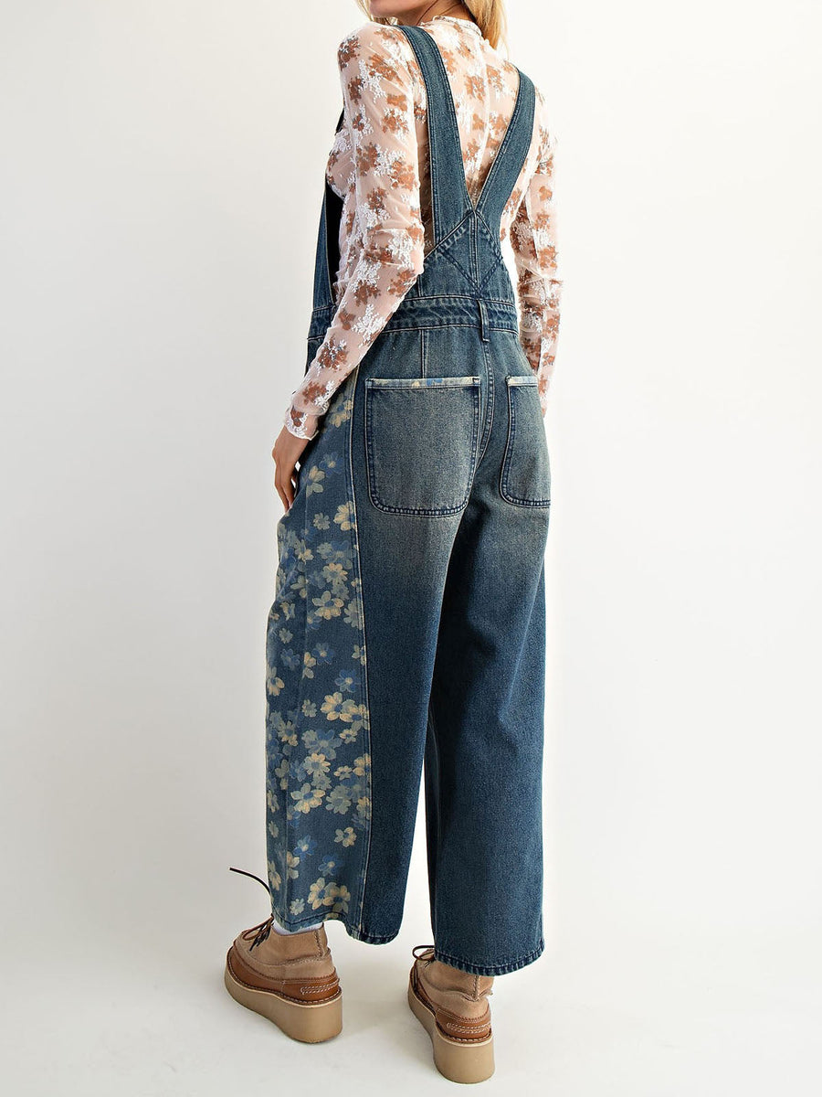 Yalita – Jeanslatzhose mit Blumenmuster