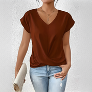Velanie - Lockeres V-Ausschnitt-Shirt