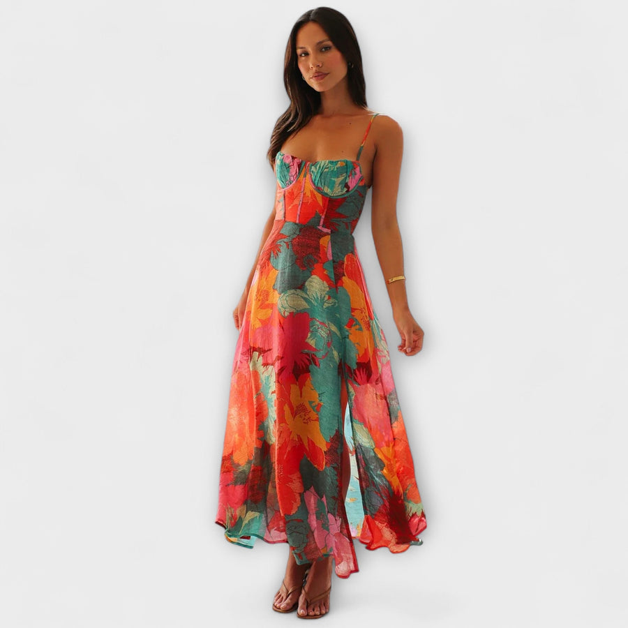 Audrey - Damenkleid mit floralem Design und Trägern - Elegant und Verführerisch