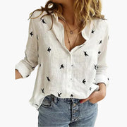 Langarm Damen-Bluse - Vintage Stil mit großen Punkten
