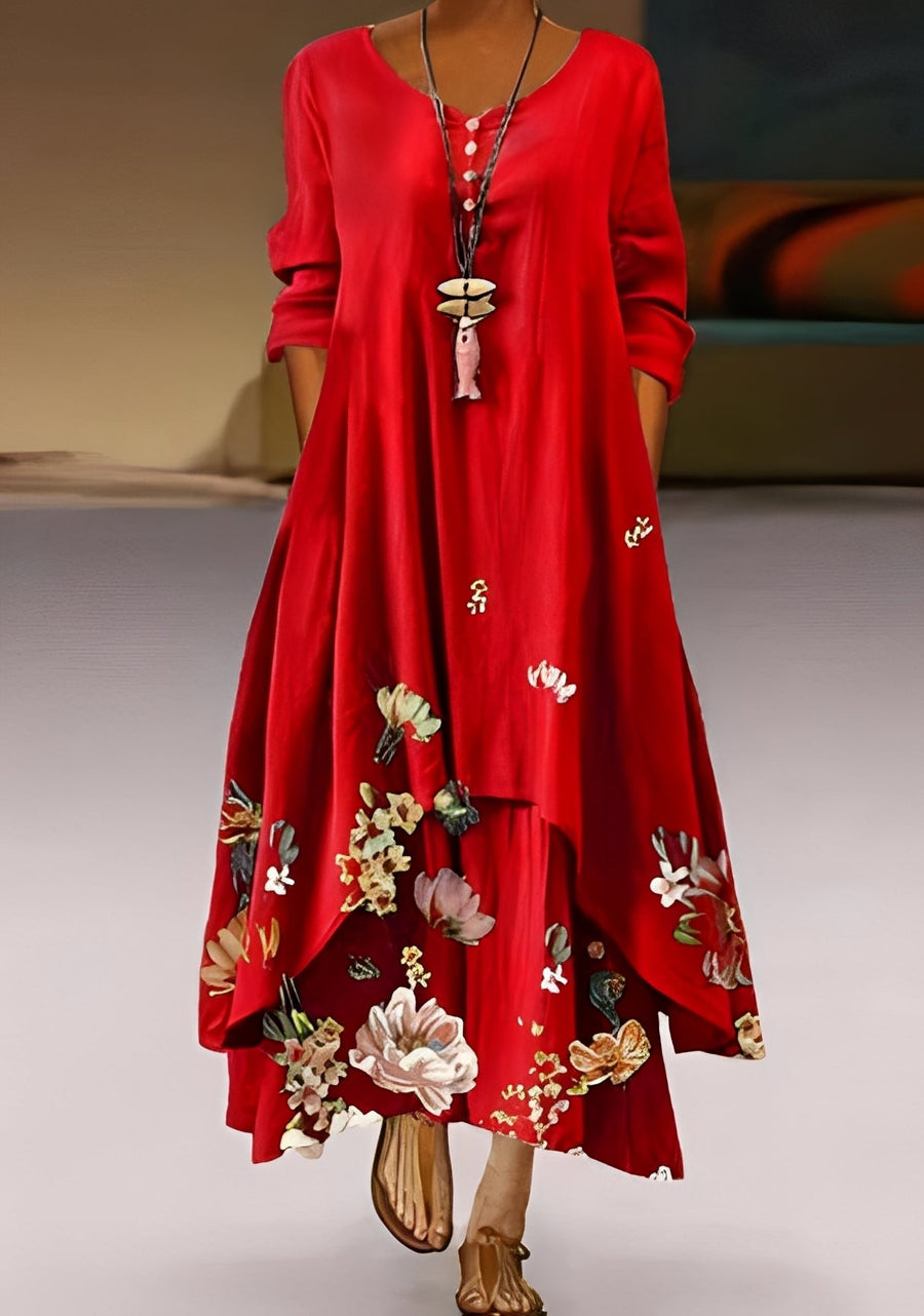 Belle - Stilvolles, locker sitzendes Kleid mit Print für Damen