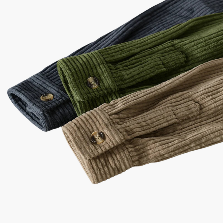Cord-Overshirt für Herren - übergroße lange Ärmel und Knopfleiste