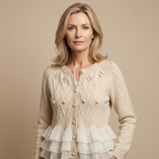 Nina | Damen-Strickjacke mit Volant im modernen Look