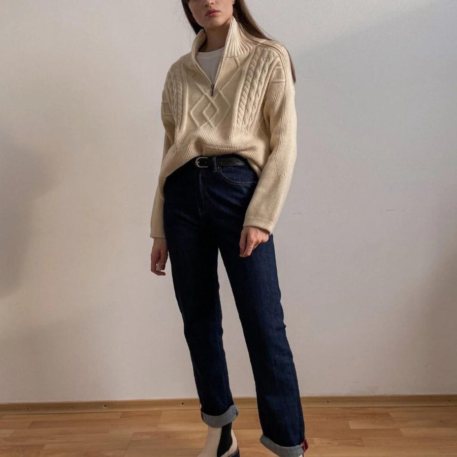 Hanna - Rollkragenpullover mit geometrischem Zopfmuster
