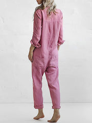 FRIDA - LANGÄRMELIGER JUMPSUIT MIT KNÖPFEN
