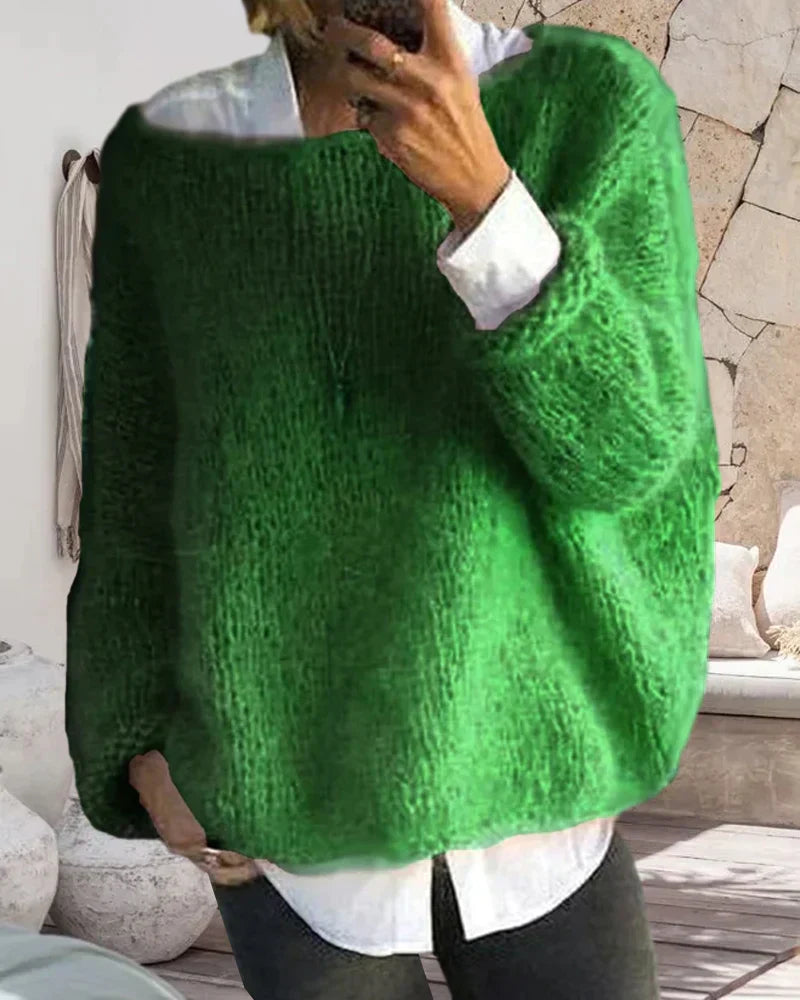 Buntfarbener Off-Shoulder-Pullover