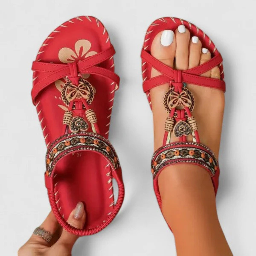Viola | Damen Riemchen Flache Offene Zehen Sandalen