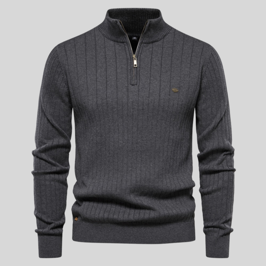 Herren-Strickpullover Mit Halbem Reißverschluss | Lange Ärmel