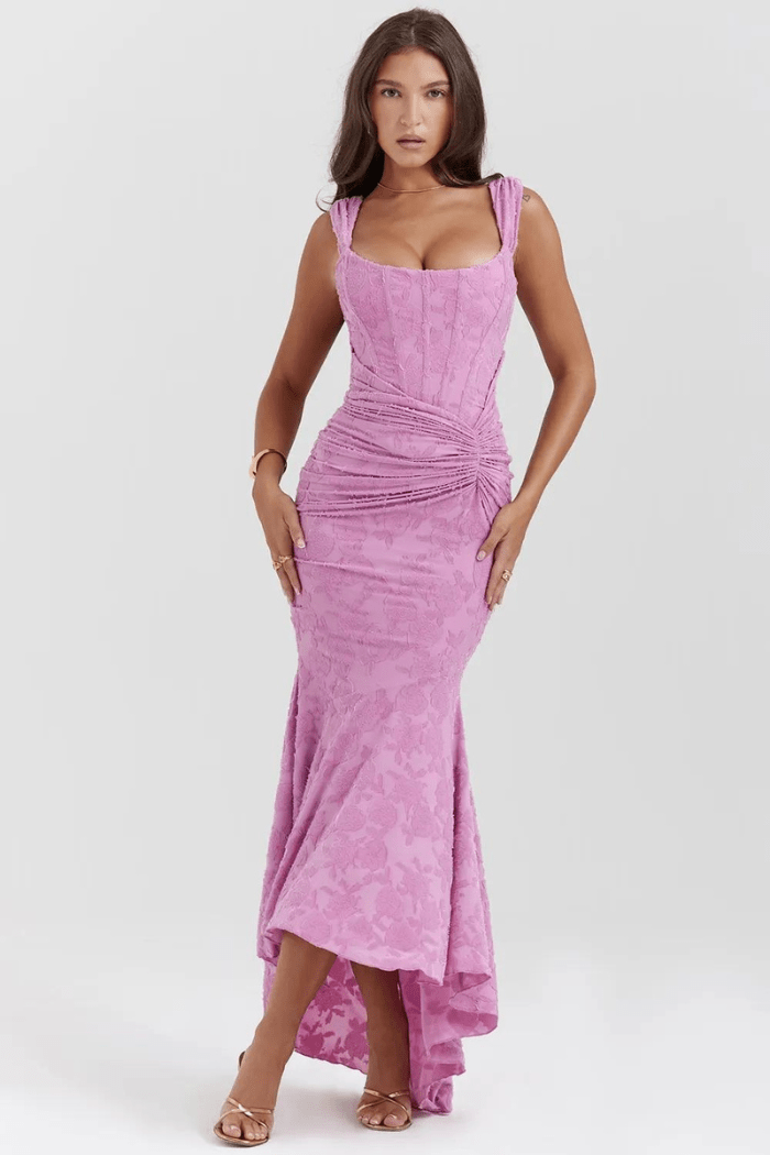 Arabella Kleid – Elegantes Korsett-Maxikleid mit Rüschen