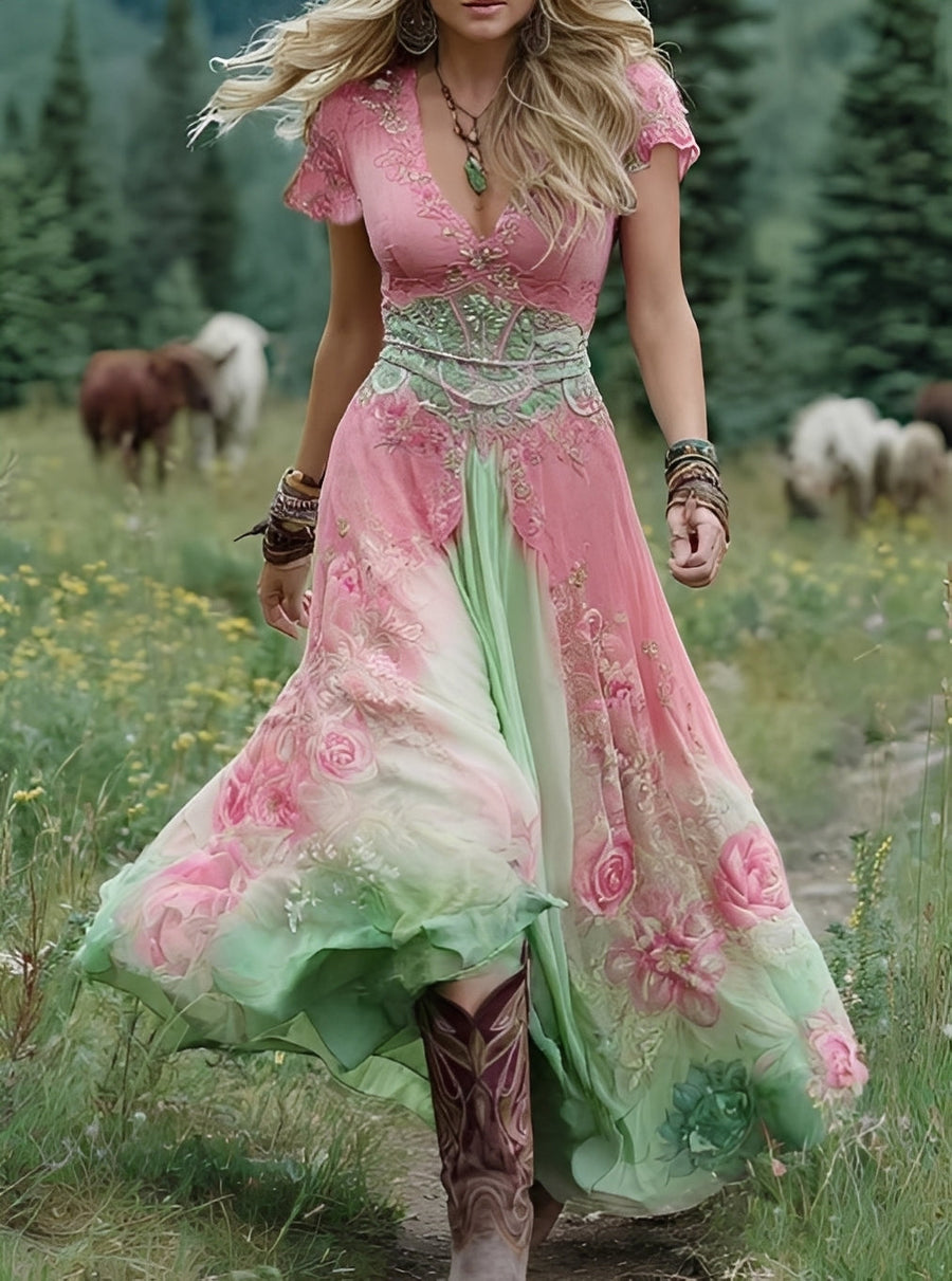 Erica - Stilvolles Maxikleid mit Blumenmuster für Damen