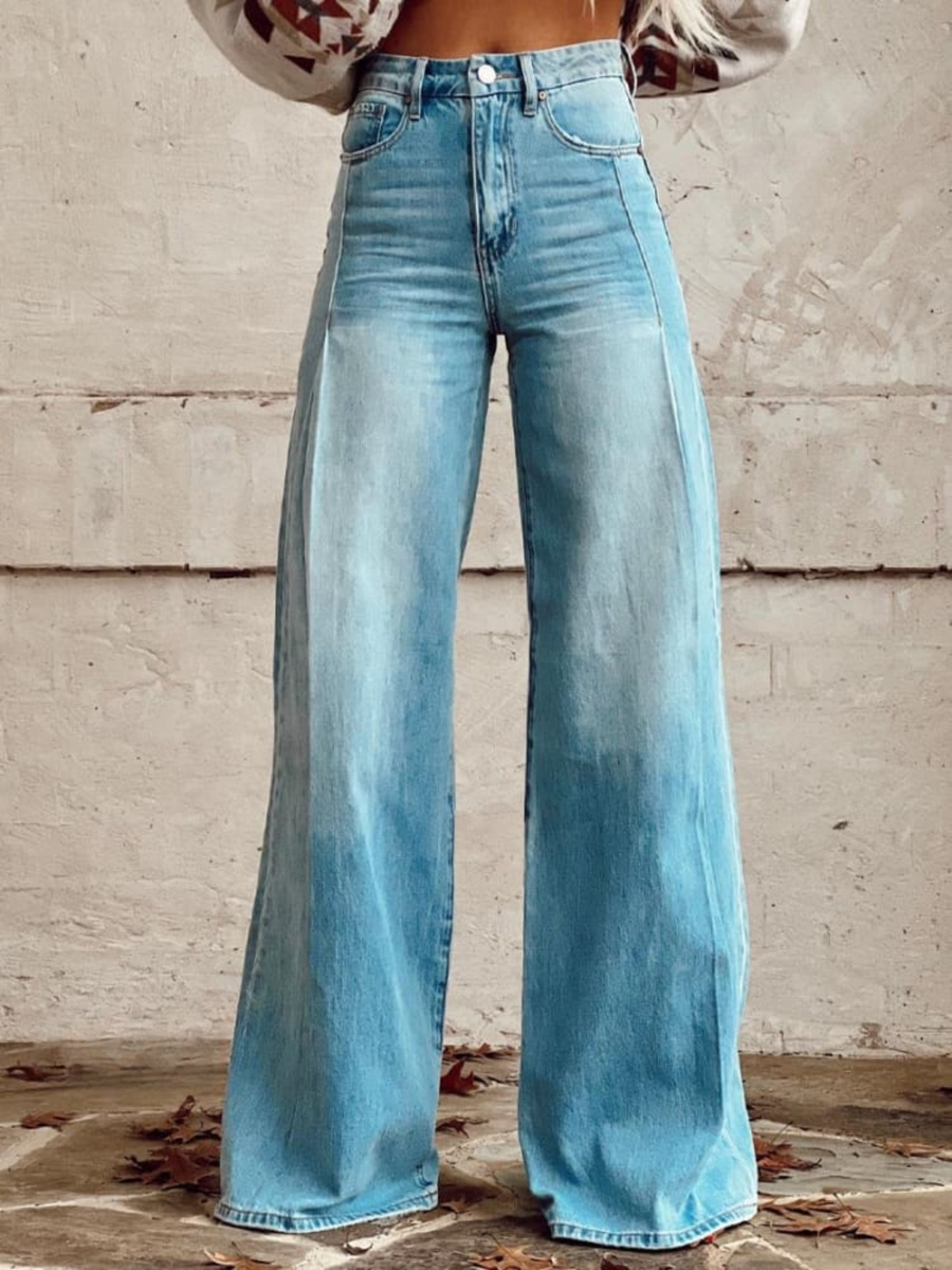 Damen Jeans – High Waist Weit Geschnittene Denim-Hose