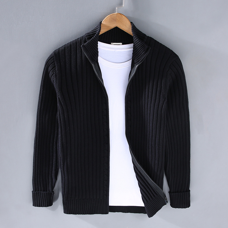 Herren Strickjacke Mit Reißverschluss | Geripptes Design Für Alltag