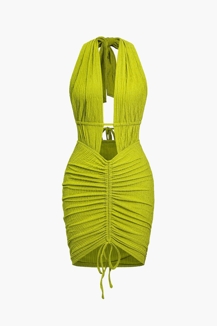 Maya | Sexy Backless Halter Minikleid mit Raffungen – Sommerliches Party-Kleid für heiße Nächte