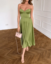 Elegantes Trägerloses Maxikleid – Fließend, Abendkleid, Stretch