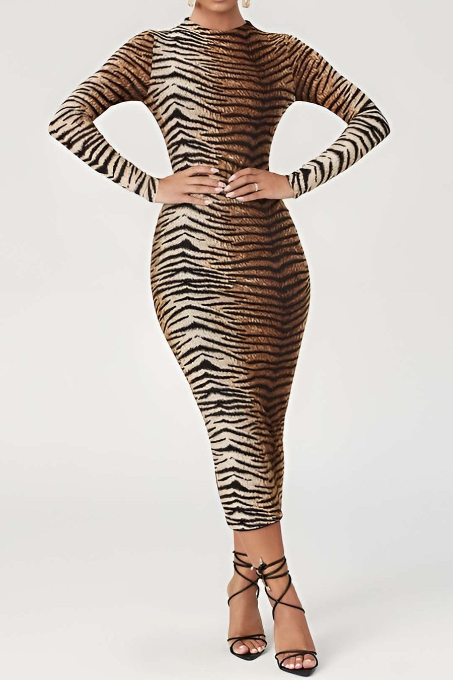 Leona | Elegantes Leopard-Print Midikleid – Wild & Stilvoll