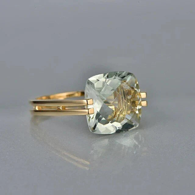 Vintage Grünes kubisches Glas Gold Ring