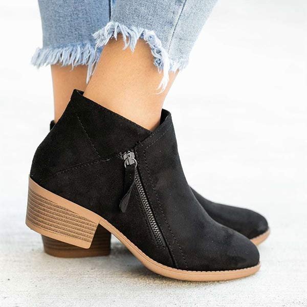 Stilvolle Lederstiefeletten Für Damen | Mit Reißverschlussdetail
