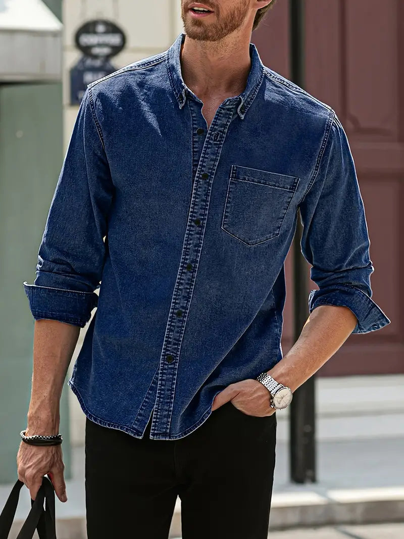 Daniel | Lässiges Langärmelig Denim-Hemd im klassischen Look
