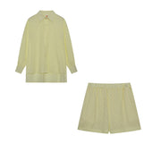 Leichter Zweiteiler aus Baumwollmix – Oversize Bluse & Shorts für Damen