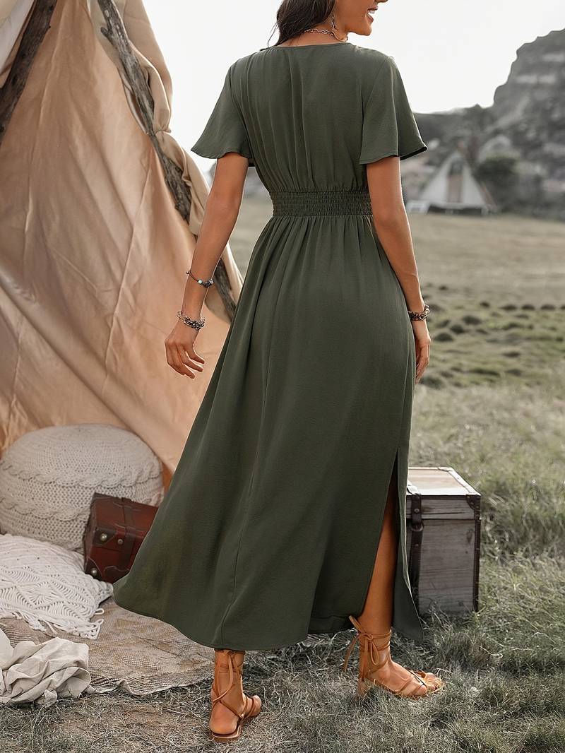Bettina | Elegantes V-Ausschnitt Langes Boho-Kleid