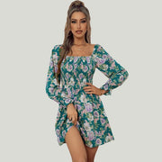 Bequemes | Kleid mit Blumenmuster und eckigem Ausschnitt für dich