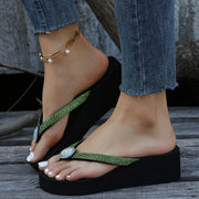 Bequeme Damen Flip‑Flops – Vegane Leder-Sandale mit Fußbett & Anti‑Rutsch