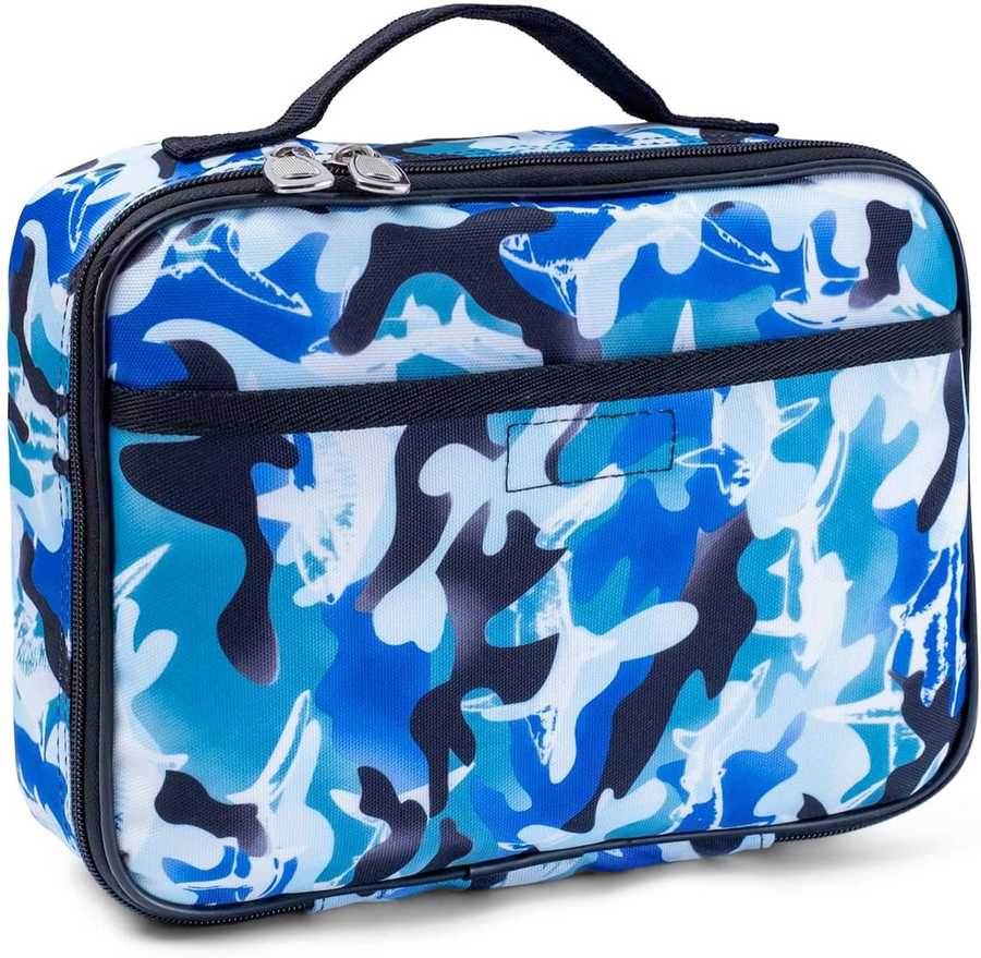 Avelena | Fenrici Shark Kinder Brotdose für Jungen, Mädchen - Isolierte Brottasche, weiche Trenner, geräumig, BPA-frei, lebensmittelsicher, 10,8in x 9,2in x 3,8in (Blauer Hai)