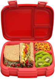 Avelena | Bentgo Fresh – Auslaufsicher, Vielseitige 4-Fächer Bento-style Lunchbox mit herausnehmbarem Trennstück, Portionskontrollierte Mahlzeiten für Teenager und Erwachsene unterwegs – BPA-freie, lebensmittelsichere Materialien (Rot)