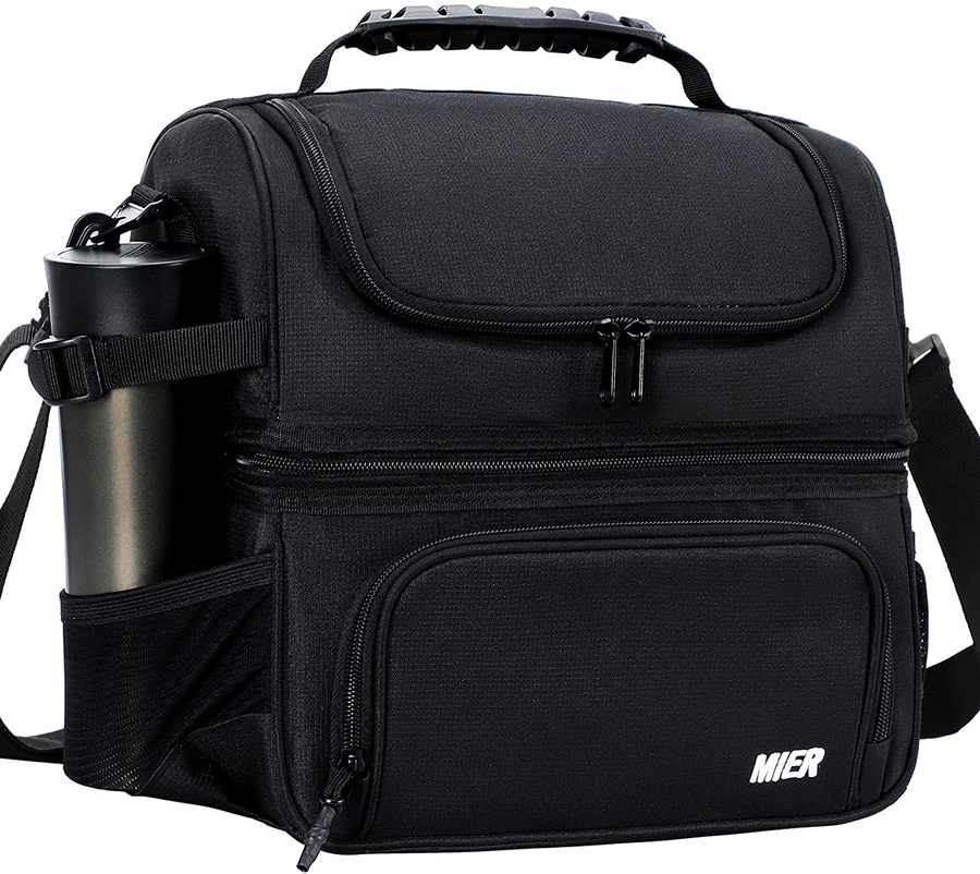 Avelena | Mier Erwachsenen Mittagessen Box Isolierte Lebensmittel Tasche Große Kühltasche für Frauen, Doppeldecker Kühler, Leopard (Groß)