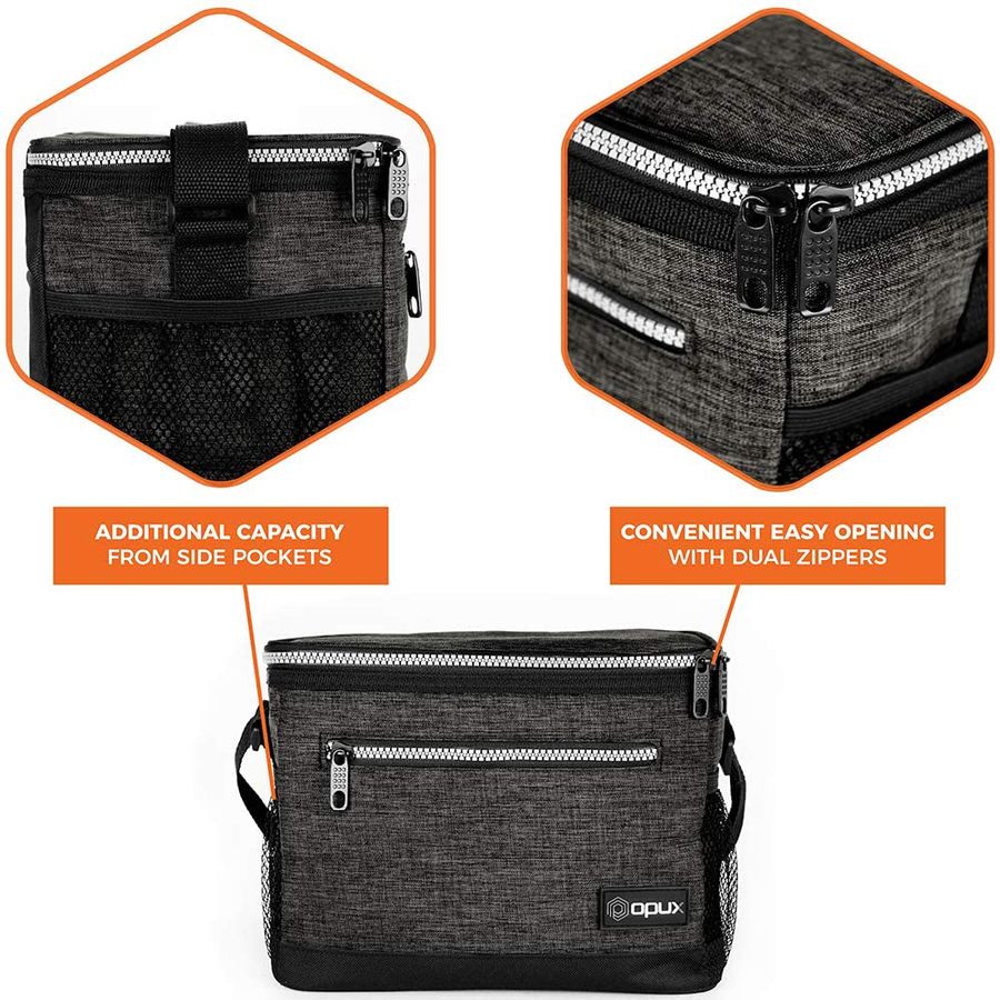 Avelena | Opux Isolierte Lunchbox Für Frauen Männer, Auslaufsichere Thermo Lebensmittel Tasche Für Die Arbeit, Wiederverwendbare Lebensmittel Kühltasche, Weiche Lunchbox Für Kinder Mit Schultergurt, Taschen, 14 Dosen, 8l, Florales Grau